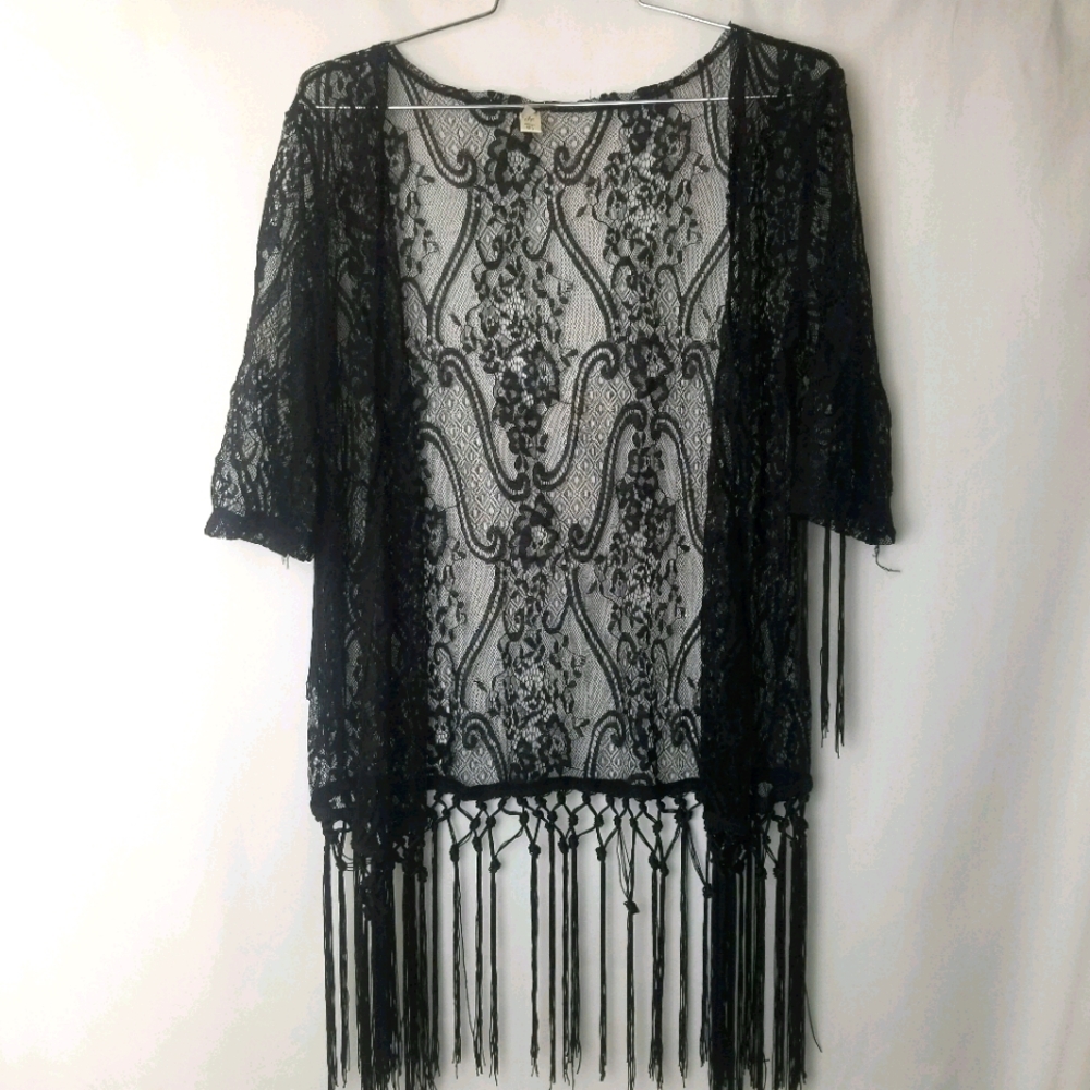 Lace Fringe Boho Kimono